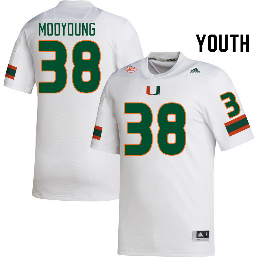 Youth #38 Myles Mooyoung Miami Hurricanes College Football Jerseys Stitched-White